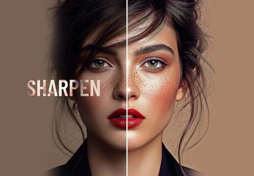 Beauty Retouching Before After Sharpen Portrait Photo Effect