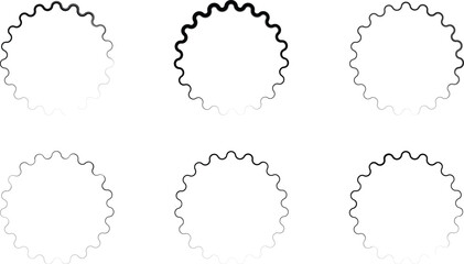Obraz premium Set of circular wavy line frames and scalloped edge border design elements for graphic design projects