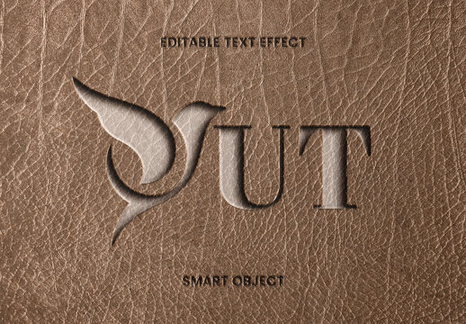 Editable Leather Embossed Cut Out Logo Text Effect Mockup