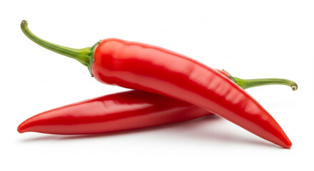 Two red chili peppers, isolated on white background