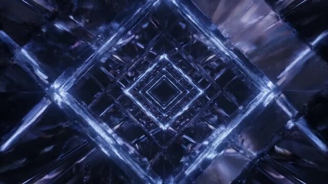 Crystalline Data Flow A close-up of intricate, angular reflections that pulse with light.