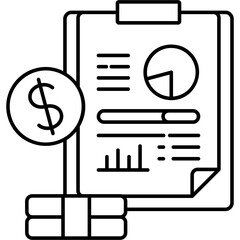 Line Art Earning Report Icon