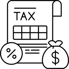 Line Art Taxable Income Icon