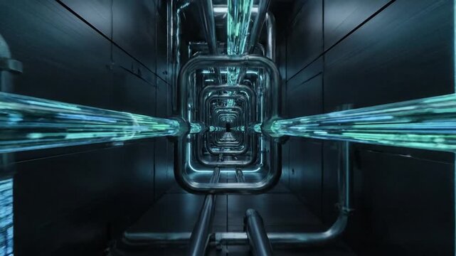 Precision Grid Movement Overhead or isometric view of a meticulously designed geometric grid, where abstract elements or blocks slide and reconfigure with flawless, synchronized motion.