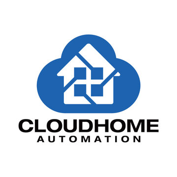 Modern CloudHome logo vector featuring a house icon inside a cloud with subtle network and technology line elements, representing smart home, automation, connectivity, and luxury digital living, isola