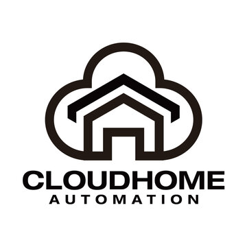 Modern CloudHome logo vector featuring a house icon inside a cloud with subtle network and technology line elements, representing smart home, automation, connectivity, and luxury digital living, isola