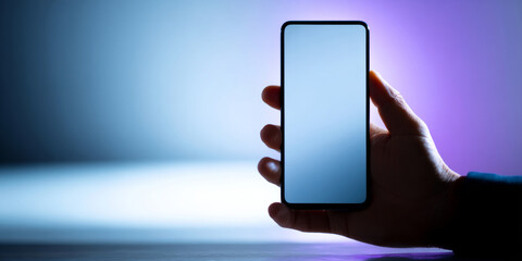 Hand Holding Smartphone with Blank Screen