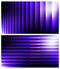 Set of abstract gradient fractal glass texture background. Vertical and horizontal purple stripe line modern futuristic style