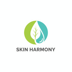 Fototapeta premium Skin Harmony Logo with Leaf and Water Drop Concept