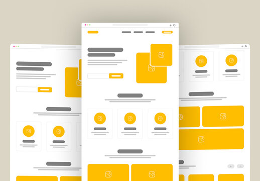 Modern Website UI UX Wireframe Landing Page Template