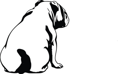 Bulldog Back View Silhouette Vector &ndash; Broad Dog Shape Minimal Art