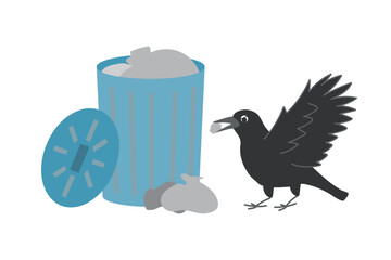 ゴミを荒らすカラス