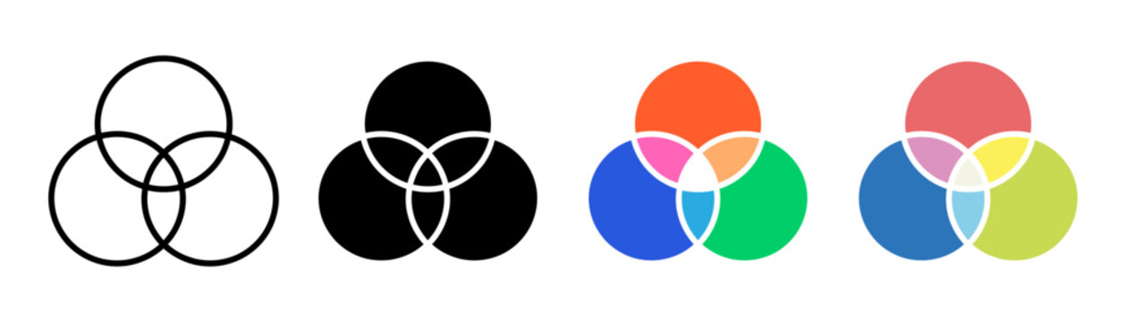 RGB Color Icon Set Flat Minimal Digital Spectrum Vector Illustration