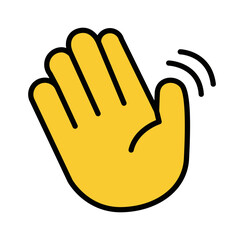 Obraz premium Cheerful Waving Hand Illustration in Bright Yellow, Conveying a Friendly Greeting