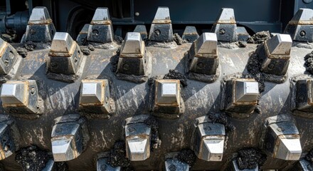 Close-up of a heavy-duty construction roller.