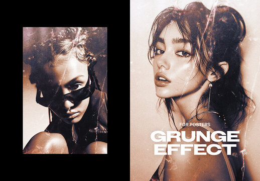 Grunge Poster Photo Effect Mockup