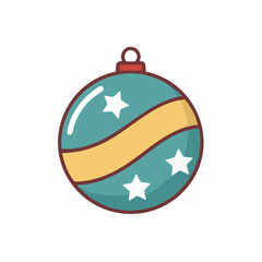 Obraz premium Festive Ornament with Stars and Ribbon for Holiday Decorations, Colorful Christmas Ball, Decoration, Xmas Tree Decor