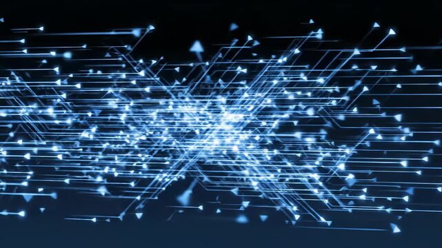 Network connection illustration with glowing blue lines and nodes