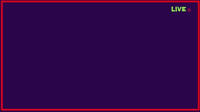Digital live stream broadcast frame overlay. live recording interface with red border. with blue background . 