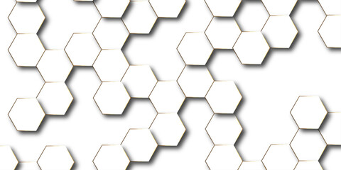 Fototapeta premium Abstract hexagon white background with shadow .white background Futuristic blue neon honeycombs. Modern technology design. Vector illustration. 