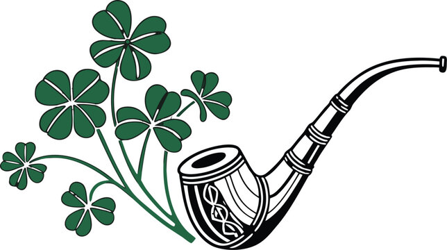 St Patrick's Day. St Patrick&rsquo;s Day Pipe Friends Wearing Green Outfits and Shamrock Accessories. Whimsical Watercolor Cute Goose with Green Eyes Wearing a St. Patrick's Day Top Hat with Shamrocks.