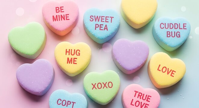 Happy valentine's day with colorful conversation hearts