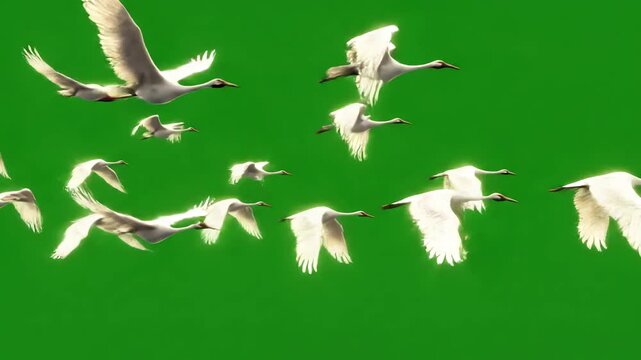 Green Screen animal background the group of bird are flying relax family blue use for animate in sky texture look far natural wild life concept scene 3 with distortion, overlay, glitch, static noise