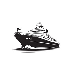 Obraz premium Cruise Ship Silhouette Doodle Vector Image