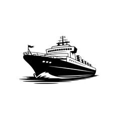Obraz premium Cruise Ship Silhouette Doodle Vector Image