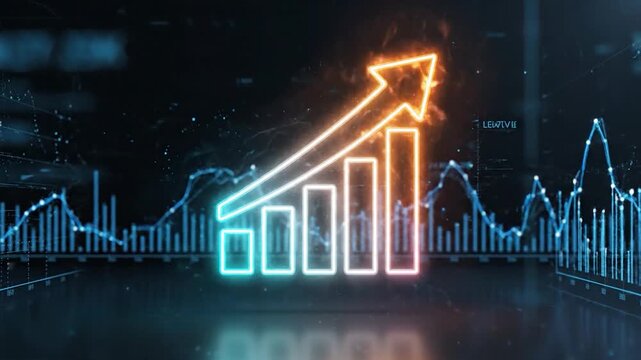 Neon Growth Chart - Financial Success and Business Progress Visualization.