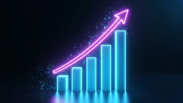 Neon Growth Chart - Visualizing Success and Upward Trends in Business.