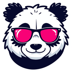 Obraz premium cyberpunk panda | neon sunglasses | futuristic aesthetic | sticker illustration style | bold outline | vibrant neon colors | kawaii sci-fi design | playful tech vibe | glowing accents | urban cyber