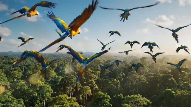Green Screen animal background the group of bird are flying relax family blue use for animate in sky texture look far natural wild life concept scene 1 with distortion, overlay, glitch, static noise