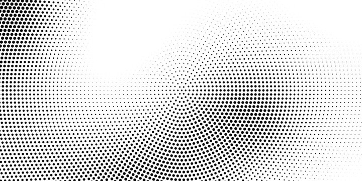 Square halftone radial dotted background. Dots comic gradient texture. Black halftone rough grit overlay. Concentric dirt gradation wallpaper. Grunge gritty circular pop art cartoon backdrop. Vector