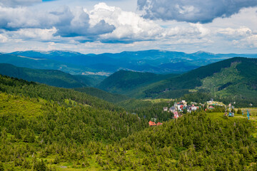Mountains and valley. Summer in Carpathians, Ukraine, Dragobrat