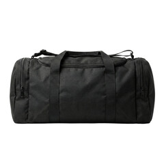 Naklejka premium Black sports duffel bag isolated on transparent background