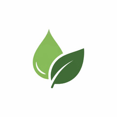 Green Leaf and Water Drop Logo Design.