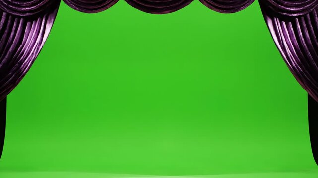 Green Screen violet velvet cloth stage cinematic silk curtain close footage for theater opera tv show scenes this opening are shooted on red camera slow motion real scene 2 with distortion, overlay