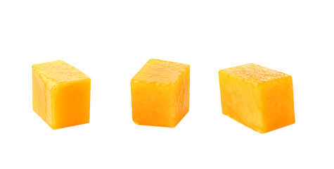 Mango cubes, mango cube slices on transparent png