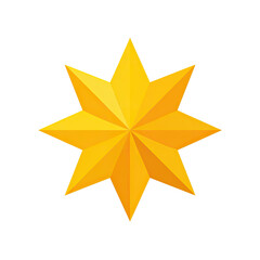 Obraz premium A golden, eight-pointed star with shaded facets, isolated on a black background