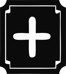 Fototapeta premium A classic cross symbol displayed within a framed border resembling a vintage or traditional emblem design