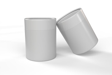 3D cylindrical tube box mockup isolated on background, minimal round packaging container for cosmetic, food, gift, tea, coffee, luxury cosmetic or product branding, ideal for label design, packaging