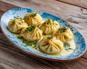 Georgian dumplings, khinkali with meat.