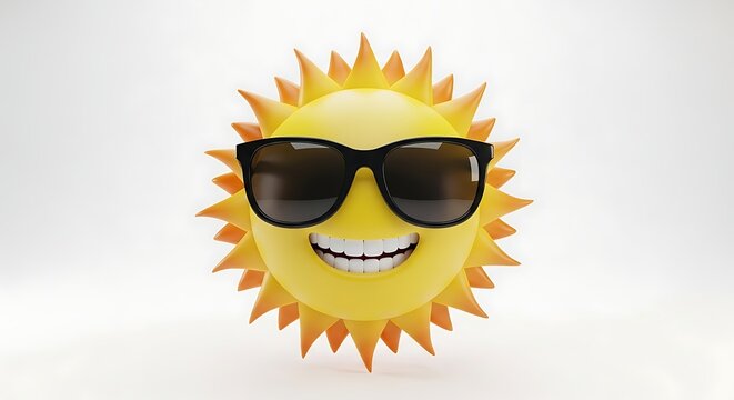 Smiling sun wearing sunglasses