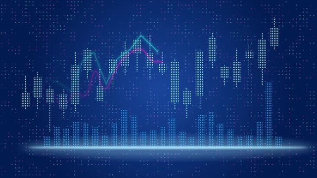 chart pattern moving up with blue and red neon light effect stock market chart, diagram economic, financial global graph, increase index