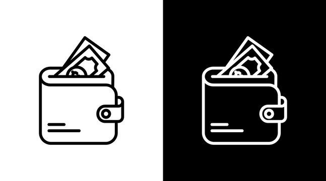 Wallet White Icon Set Design