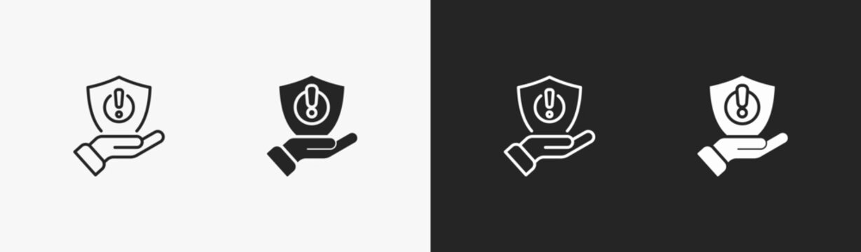 Set of risk management icon in black and white collection