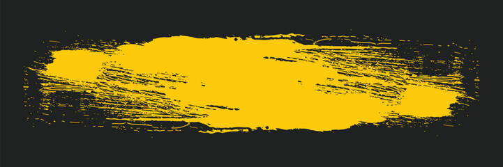 Fototapeta premium Yellow grunge brush streaks painting on black background vcetor ilustration