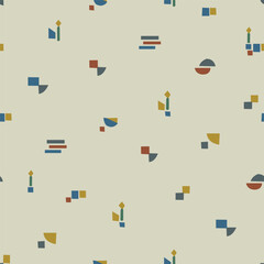 Textile motif seamless pattern. Abstract line shape geometric motif basic pattern continuous background. Man shirt all over print block. 