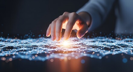 Hand holding glowing digital growth chart, business analytics and success concept